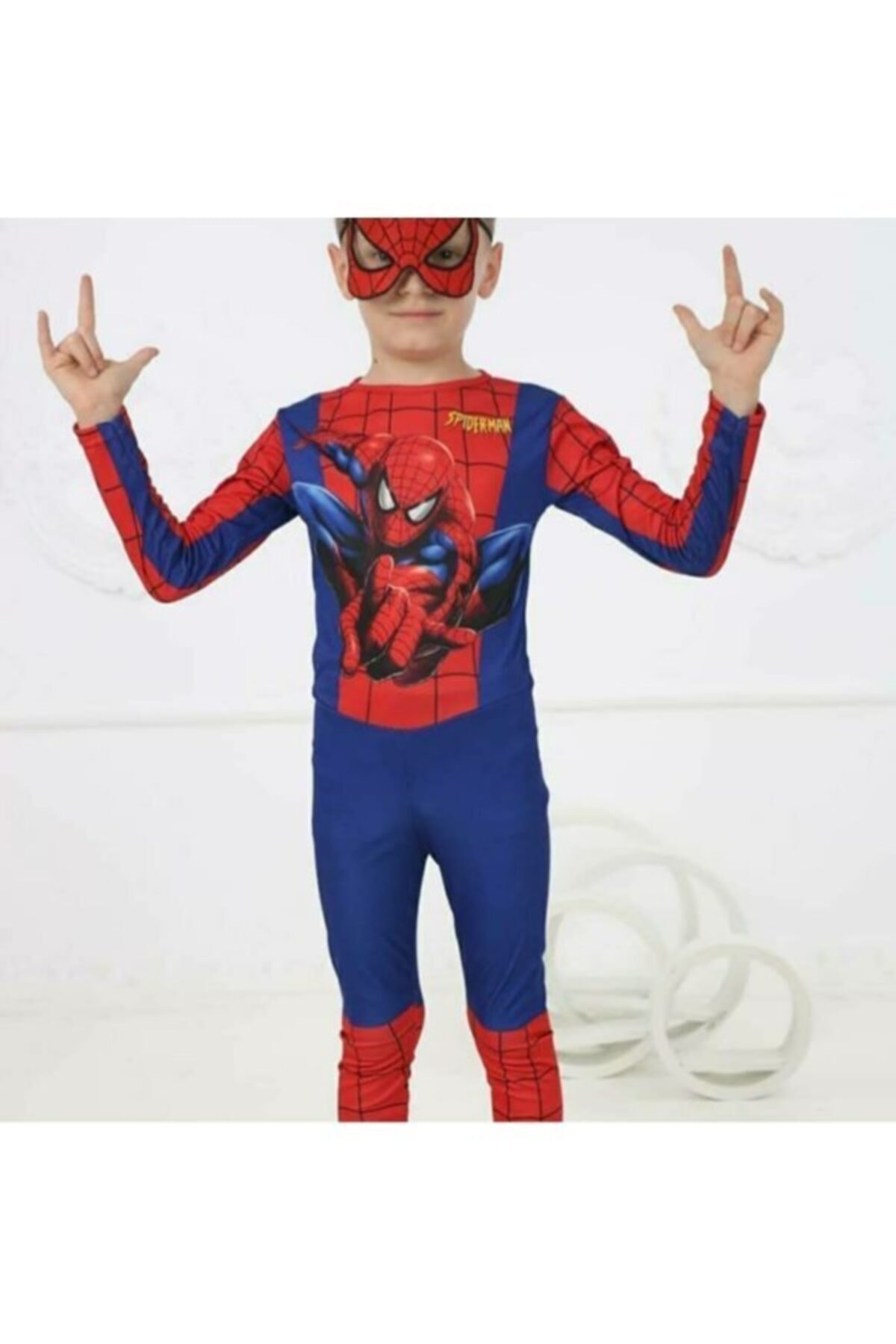 Erkek Çocuk Spiderman Kostümü Yeni Örümcek Adam Kostüm Maskeli