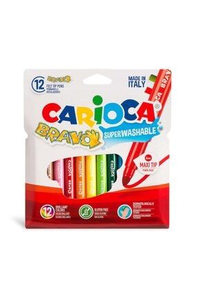 Boze Carioca Bravo Süper Yıkanabilir Kalın Uçlu Keçeli Boya Kalemi 12li B0Z335980