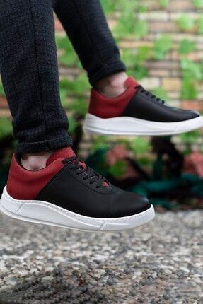 Erkek Siyah Kırmızı Cilt Sneaker 0012m012 RCNM012