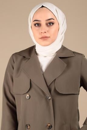 cift dugme beli kemerli uzun trenckot