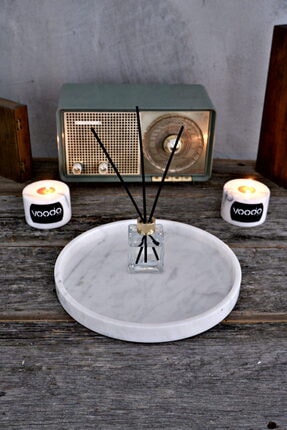 Voodo Concept White Choclate Mermer Sunum Tepsi 30 Cm Çap