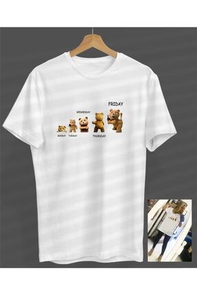 Unisex Kadın-erkek Haftanın Günleri Bira Tasarım Beyaz Yuvarlak Yaka T-shirt S23358047500BEYAZVM