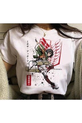 Unisex Beyaz Attack On Titan Anime T-Shirt rbg001147