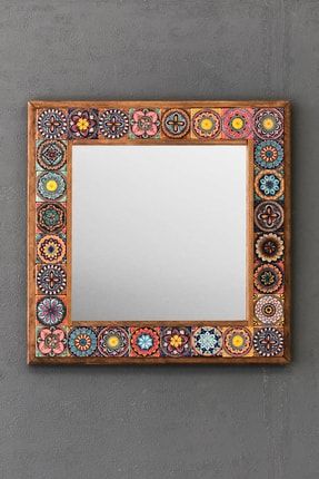 Masif Çerçeveli Mozaik Taş Ayna 43 Cm X 43 Cm (morocco-etnik Desen) AYN4040-086