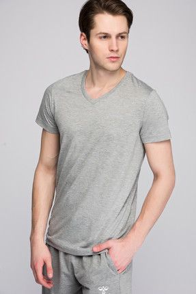 Erkek Gri Kısa Kollu T-Shirt T09804