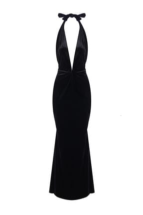 Kadın Siyah Kadife Elbise Ncn4 NCN4