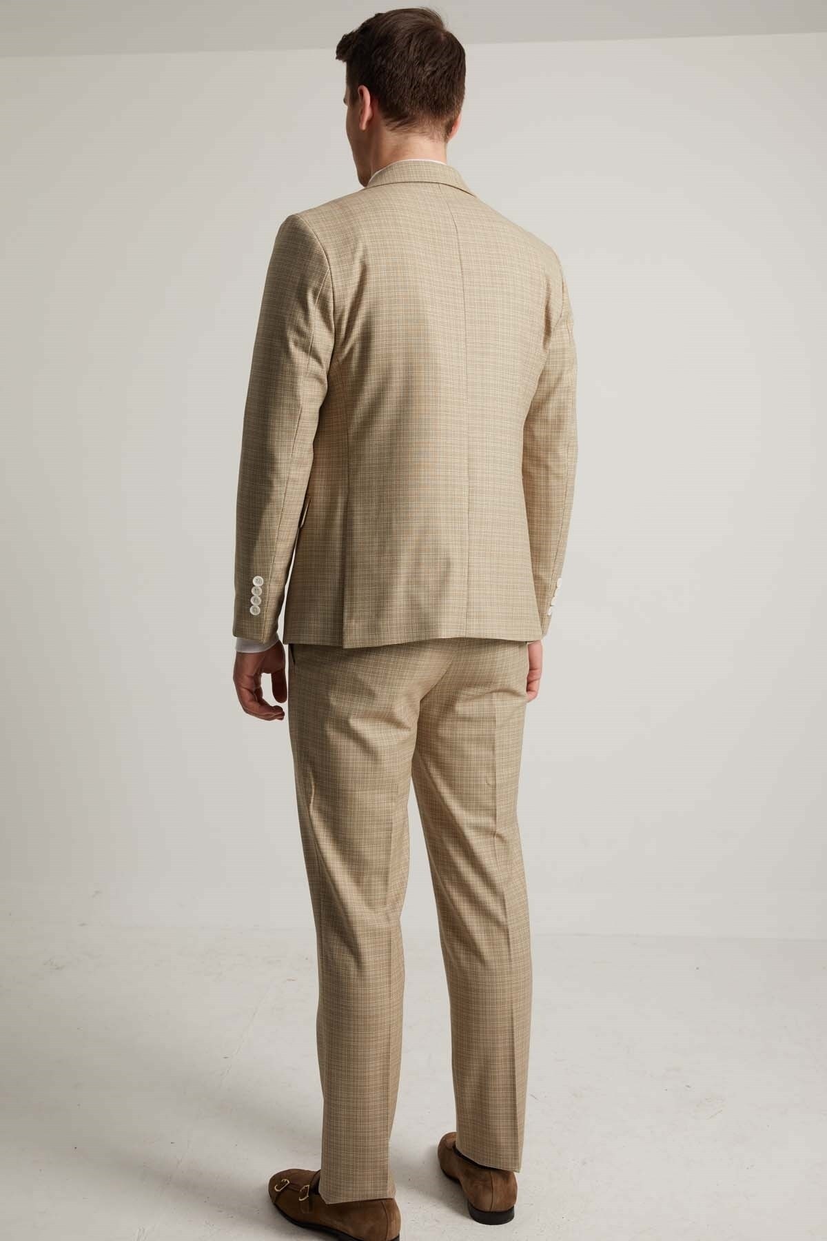 Yelekli Takım Elbise - Extra Slim Fit — قهوه‌ای P191053251 — تصویر 4 از 5