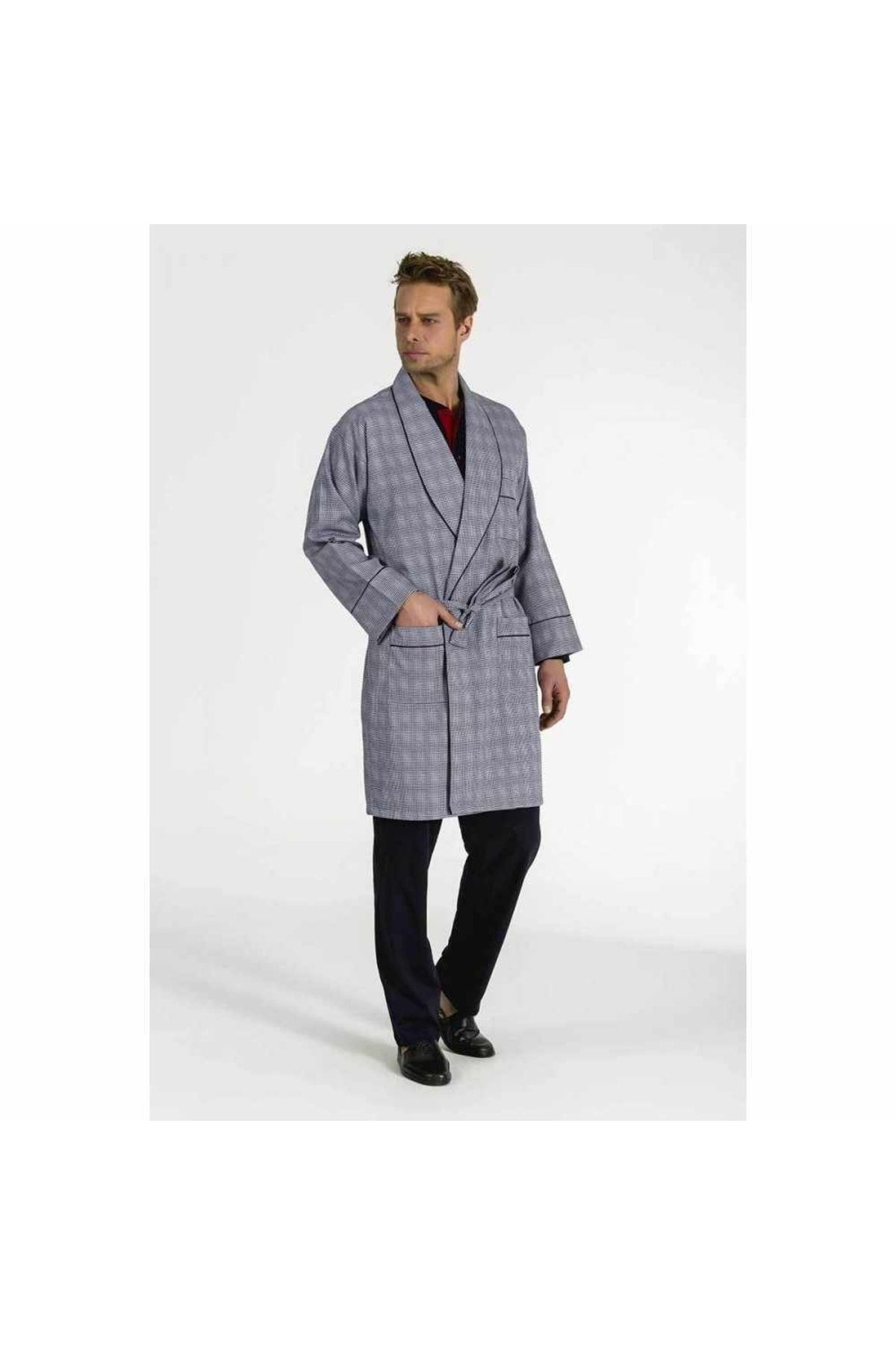 ست پیژامه آبی مردانه کت و شلوار ردای 5 تیکه 5540 Pierre Cardin