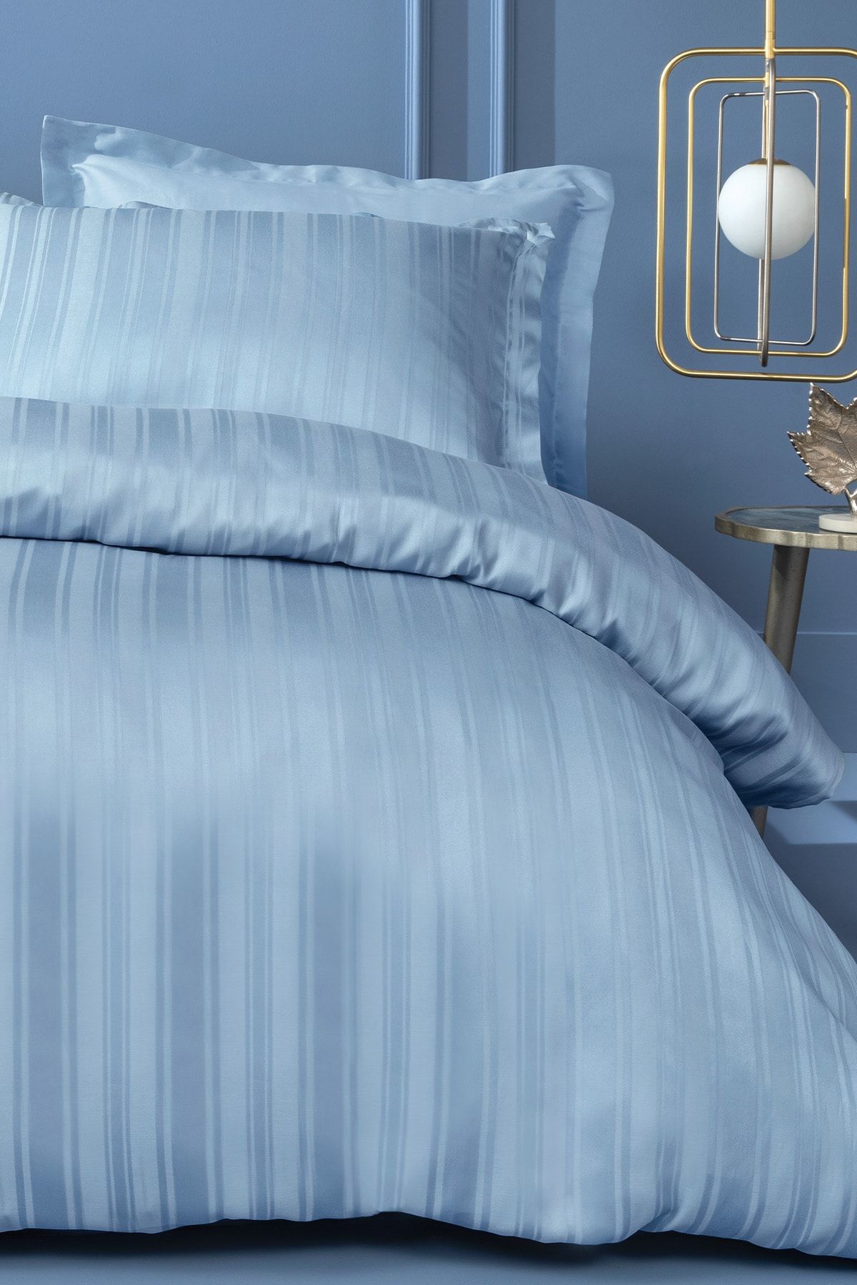 Yataş-Set de lenjerie de pat din satin de bambus Shelly Double Xl - Indigo 3