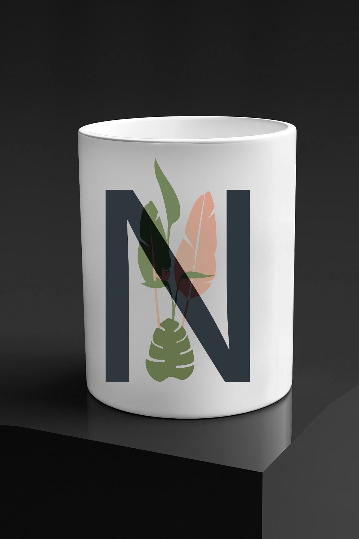 yhfoto Letter N Handleless Double Coffee Cup 300 Ml. Water Glass Cup86