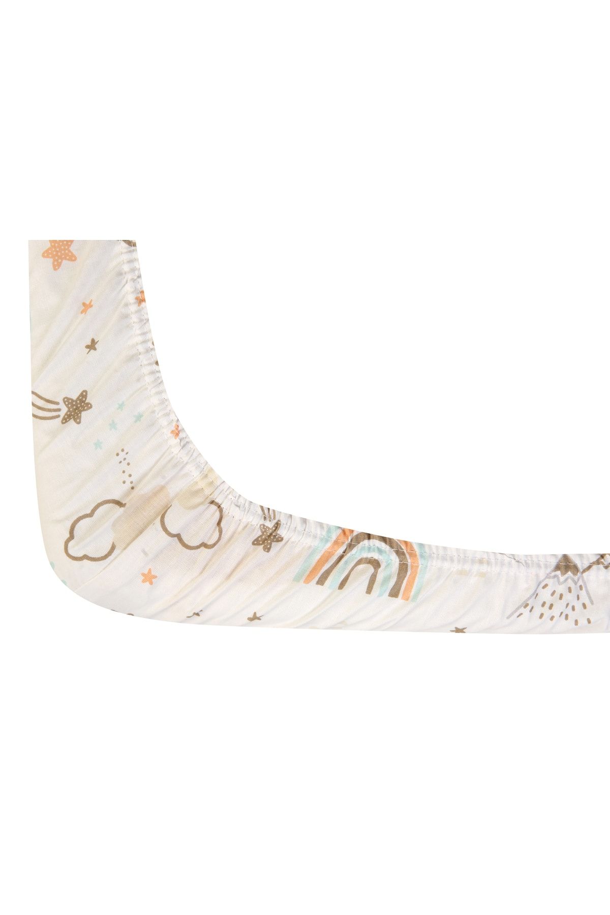 NAB-Mother's Side Crib Sheet with Elastic 2 Different Patterns Rainbow and Snail 60x90 +12 CmSet of 2 4