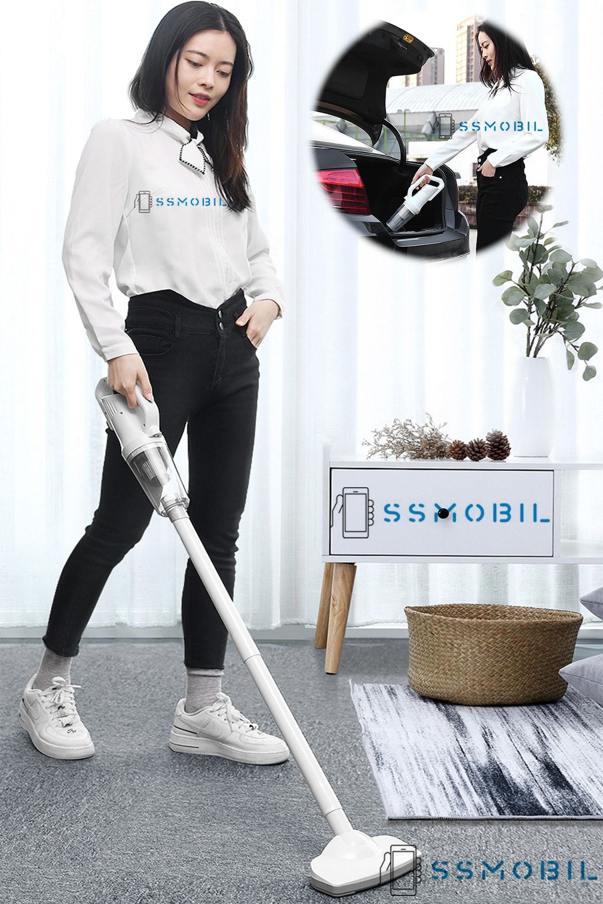 Premium Ultra Güçlü Şarjlı Pro Dikey Ev Ve Araç Süpürgesi 120w 12000pa 35500rpm