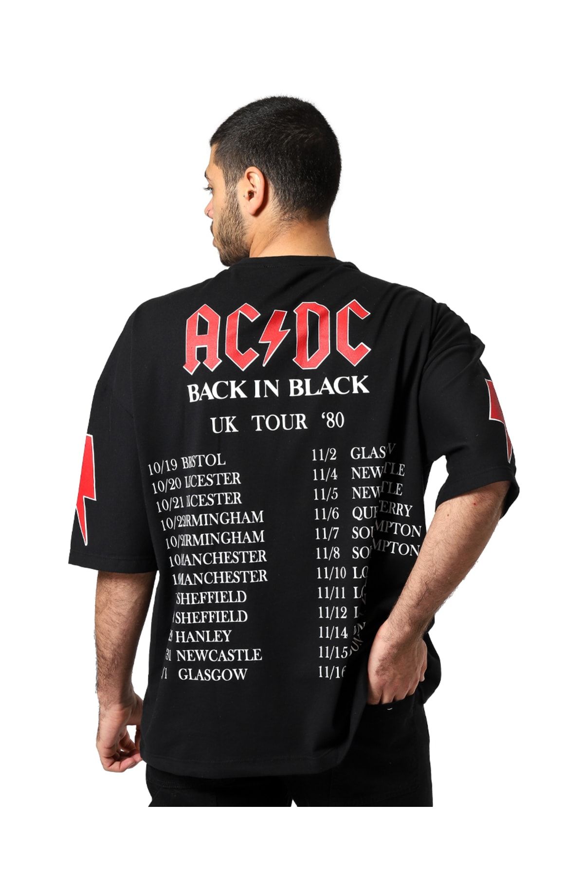 Ac Dc Sırt Baskılı Unisex Oversize Siyah Tshirt