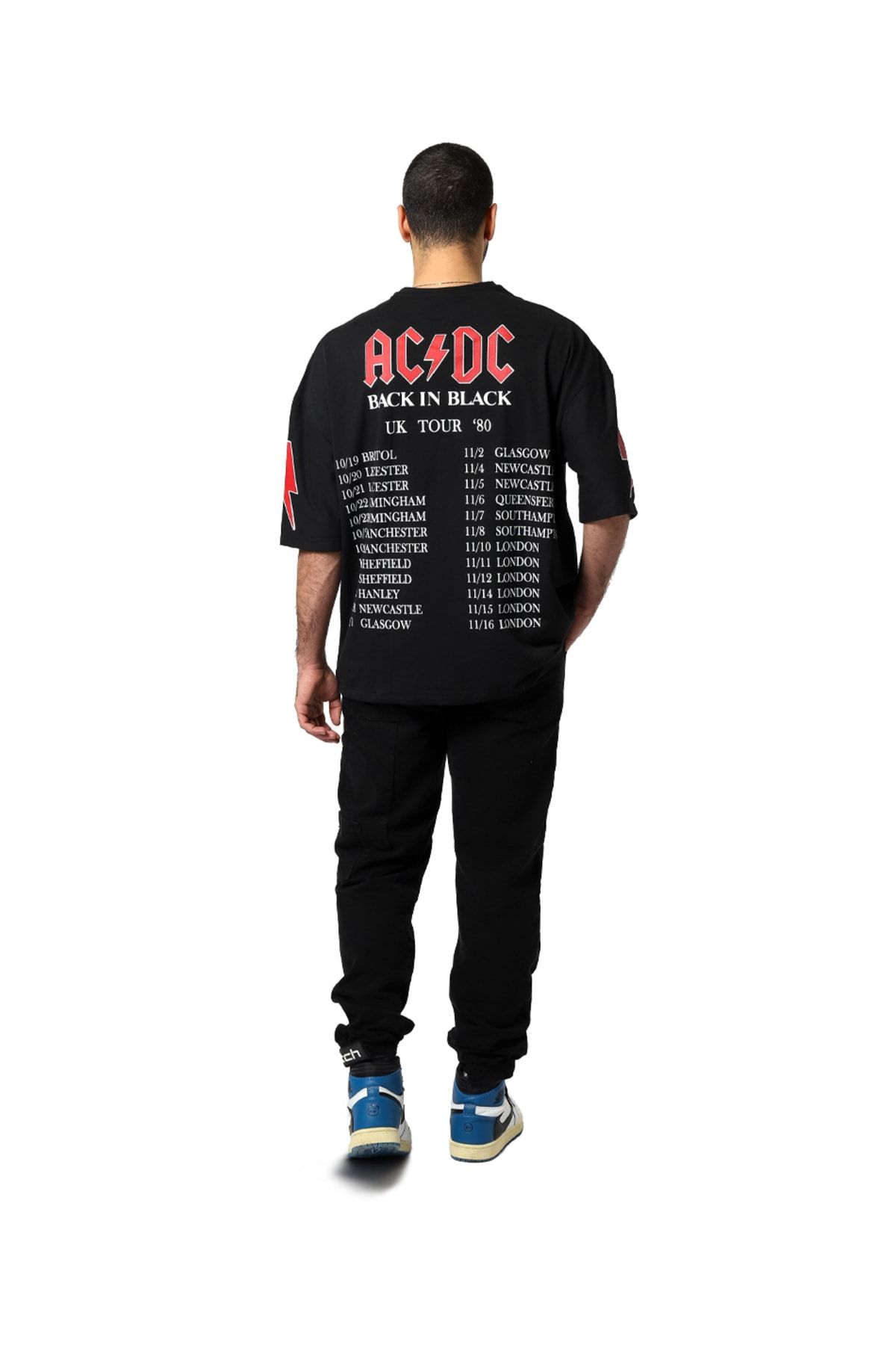 Ac Dc Sırt Baskılı Unisex Oversize Siyah Tshirt