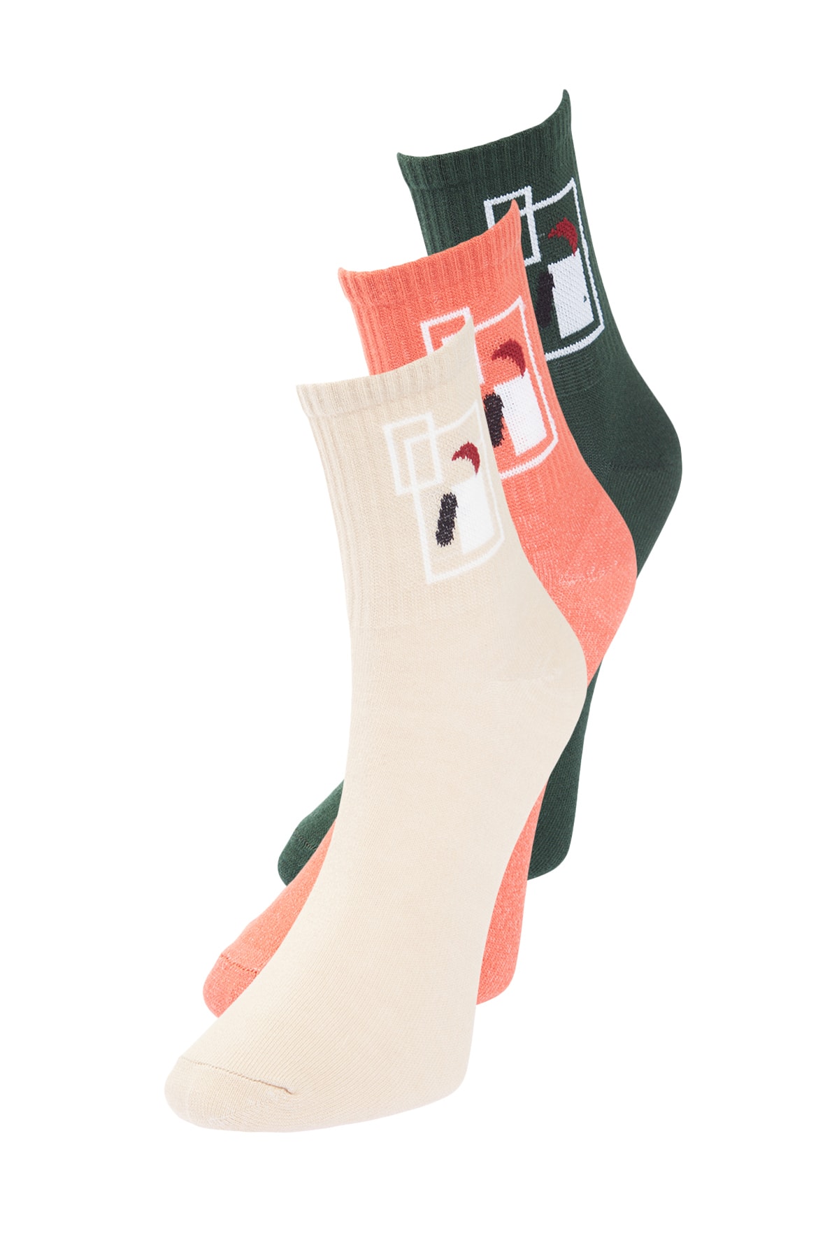 TRENDYOL MAN Çok Renkli Unisex Pamuklu Sanat Desenli 3'lü Paket Kolej Çorap TMNSS23CO00015