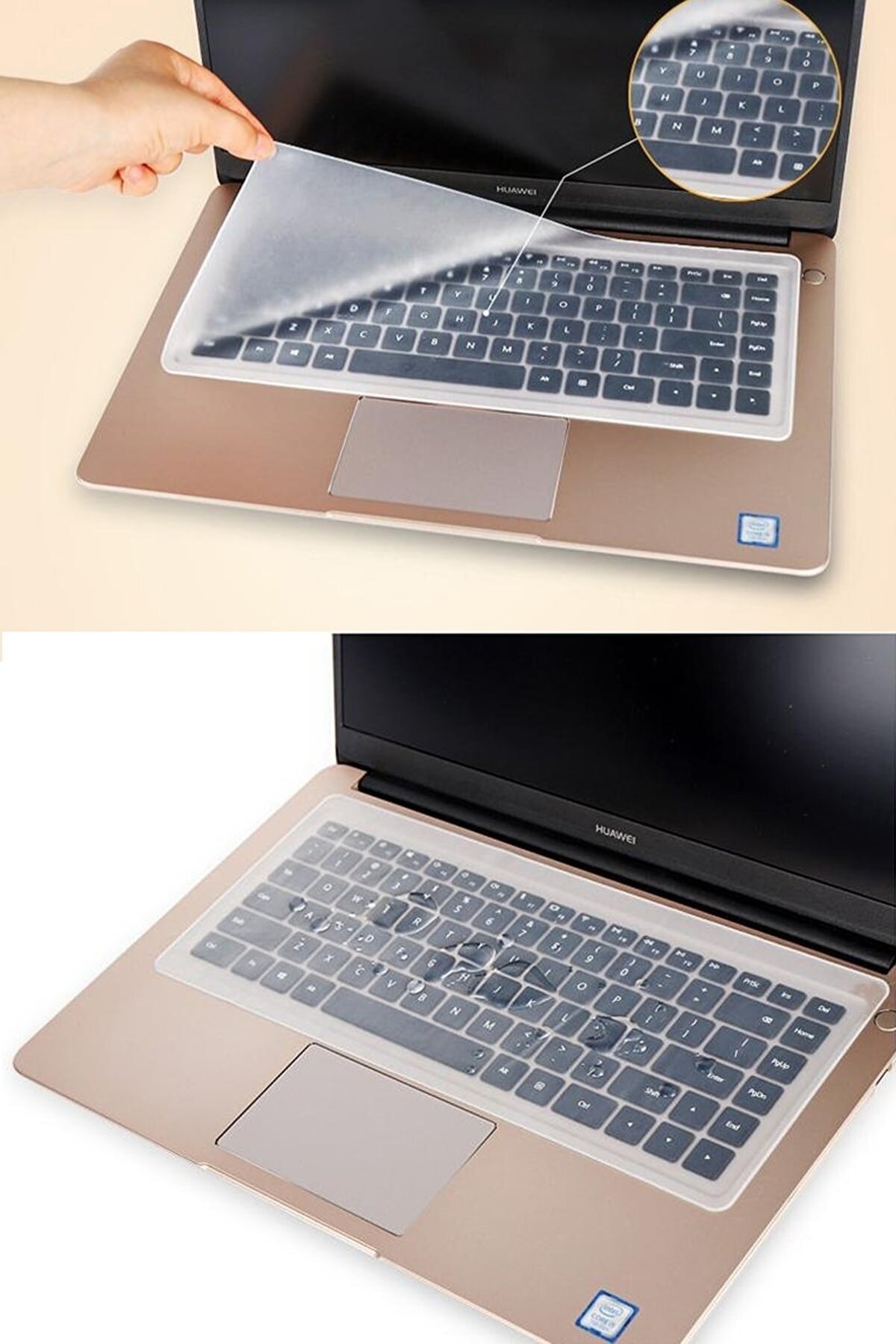 2'li Set Şeffaf Silikon Notebook Klavye Koruyucu & Klavye Sticker Seti Siyah 2