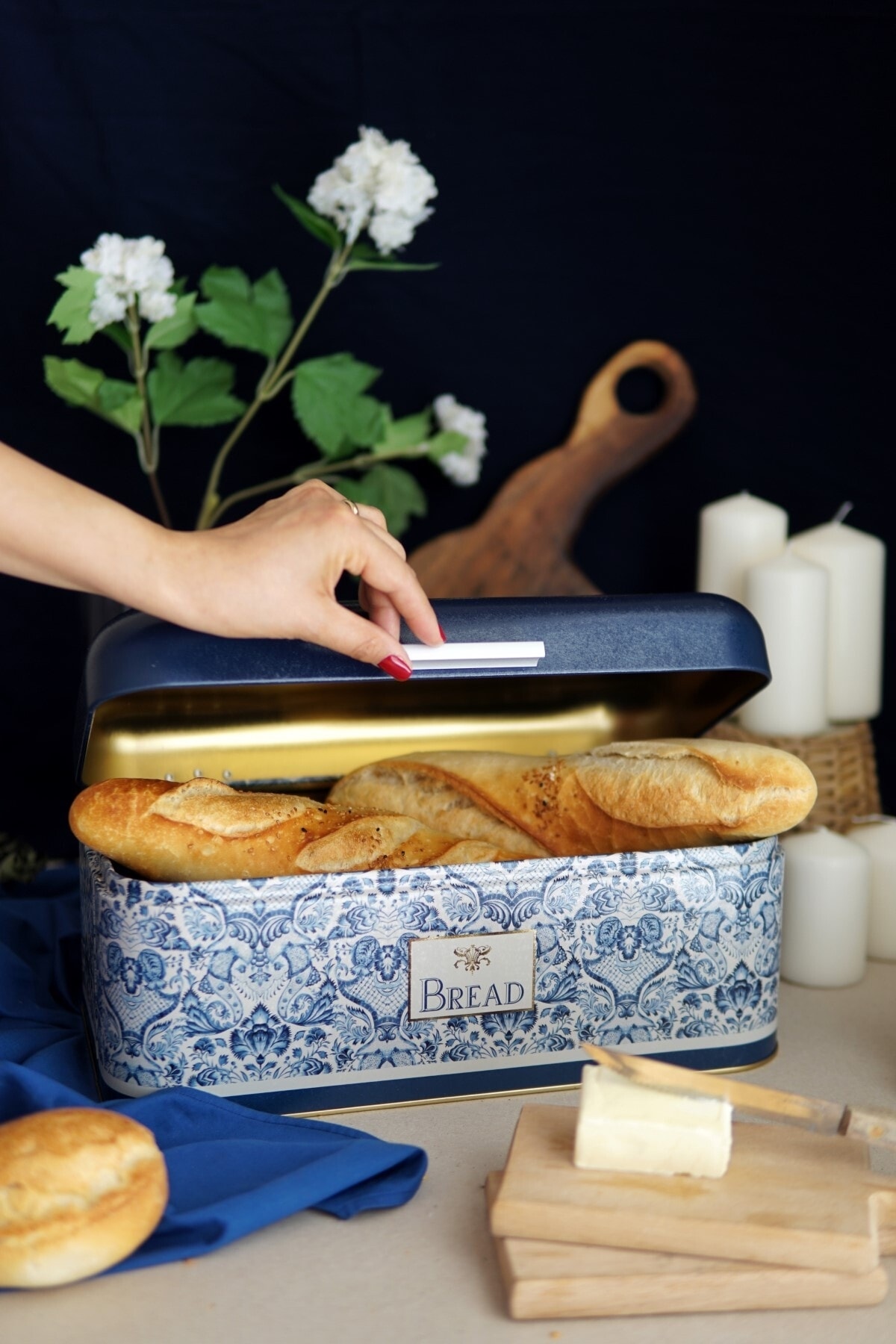 EVLE Metal Ekmek Sepeti, Ekmek Kutusu - Metal Ekmeklik, Azulejos Er061-4a