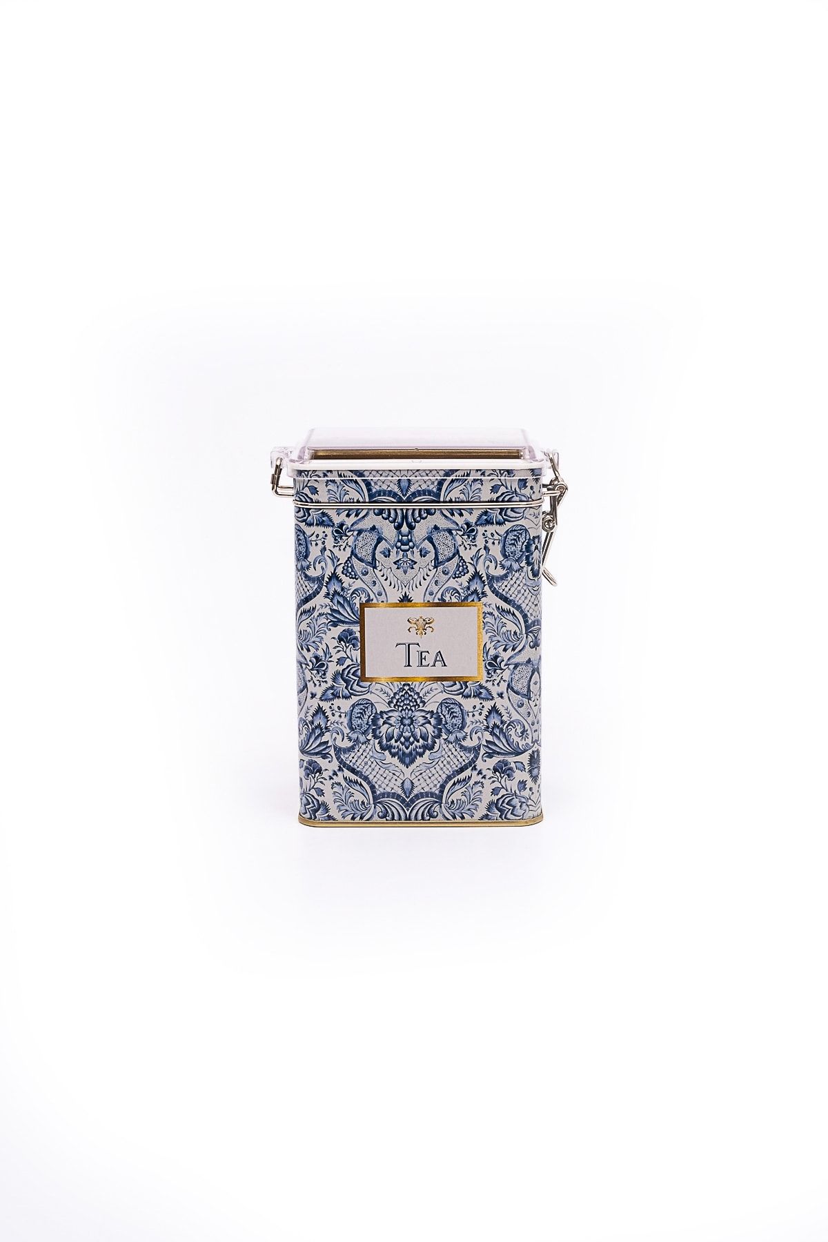 EVLE-Er043-y2 Azulejos Tea Patterned Rectangular Metal Storage Container 8x10 Cm 2