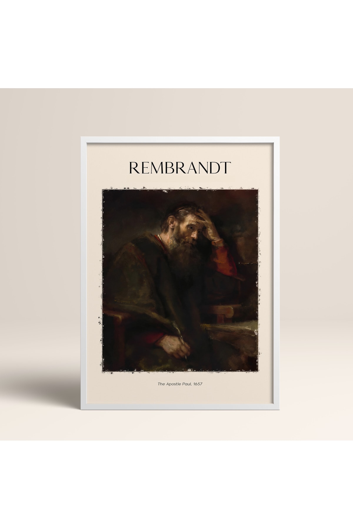 White Frame Rembrandt The Apostle Paul Modern Art Painting