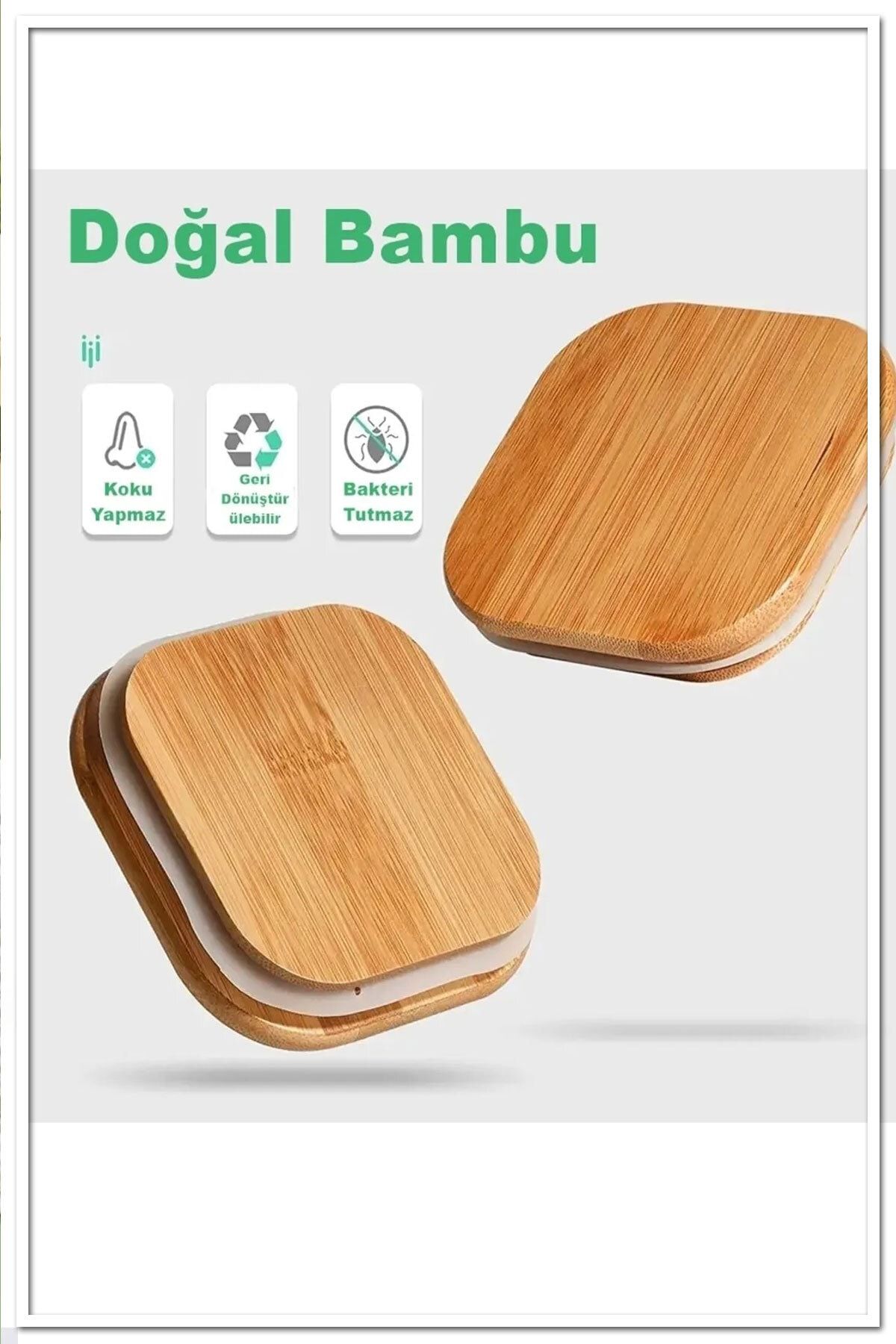 HAZARPAZAR 6'lı 450 ml Bambu Kapaklı Kare Cam Baharatlık Drajelik Kavanoz OH10359