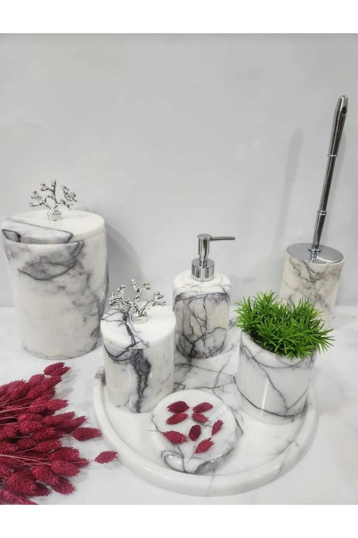 ŞİMMER STONE Mermer Banyo Seti 7'li