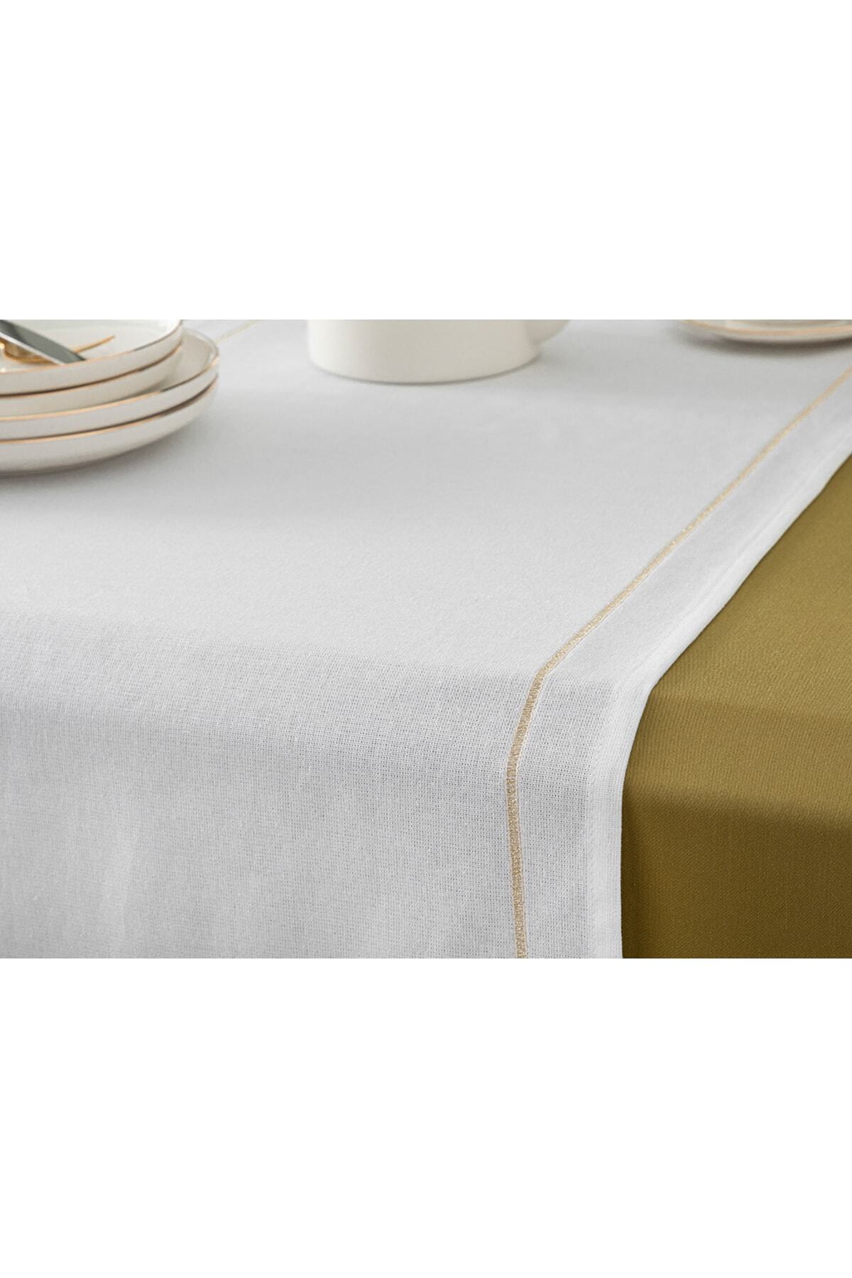 English Home-Runner din bumbac alb-auriu Torino - 45x150 Cm 2