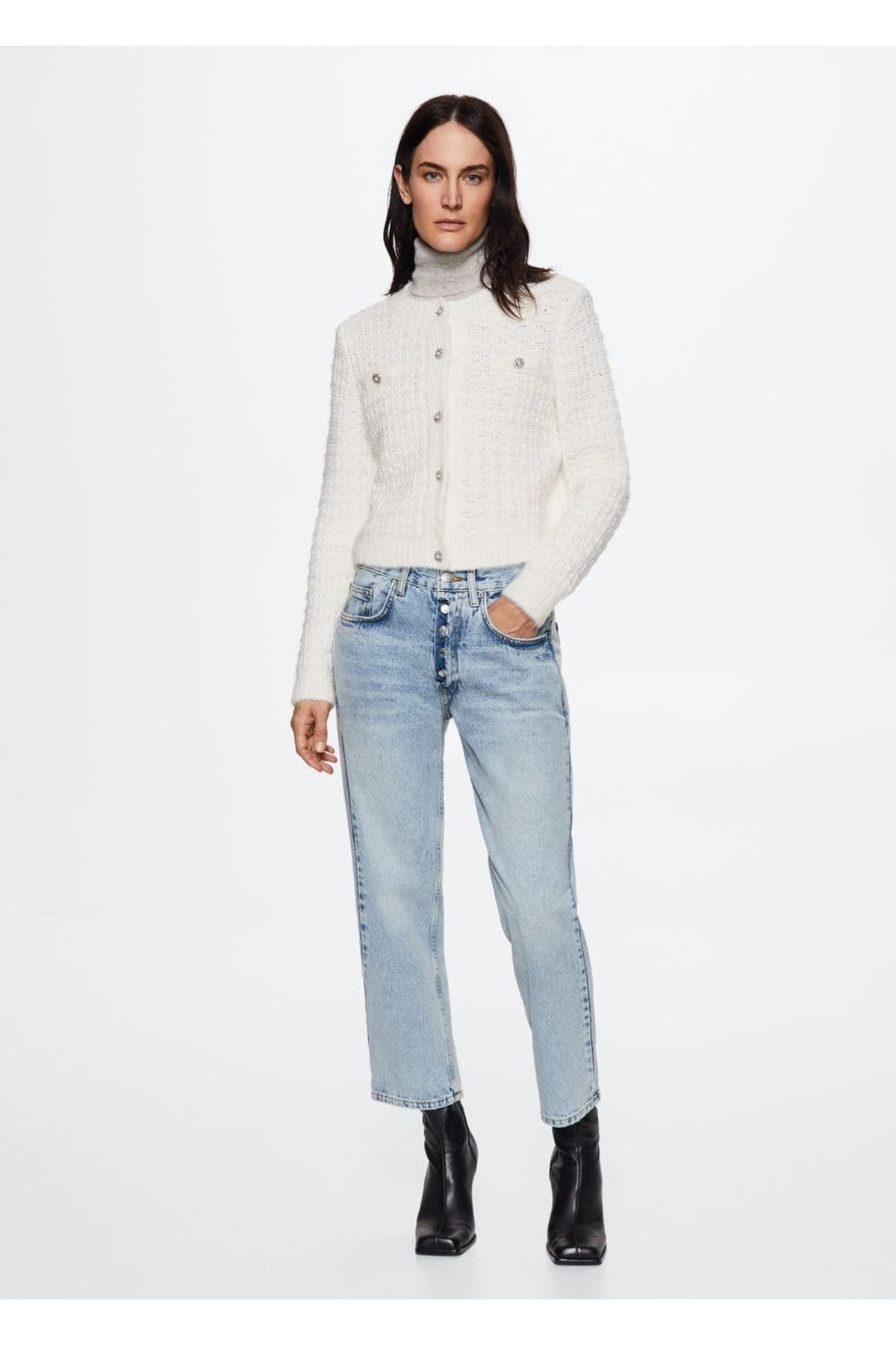 Düz Kesim Crop Jean