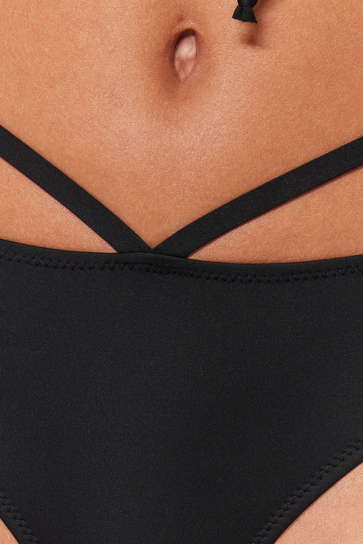 Trendyol Collection-Black Piped Regular Leg Bikini Bottom TBESS23BA00289 5