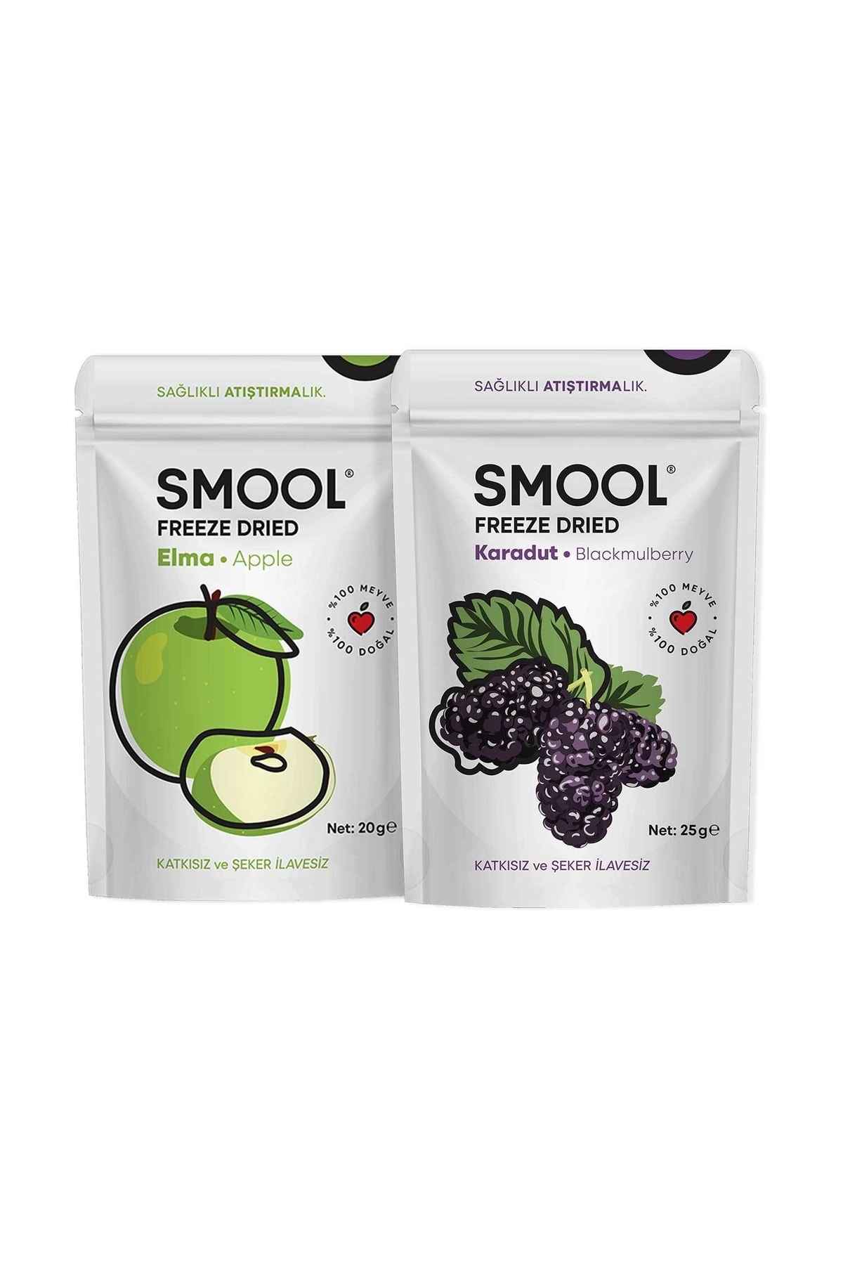 SMOOL Freeze Dried 2'li Set Elma - Karadut - Freeze Dry Pack Of 2