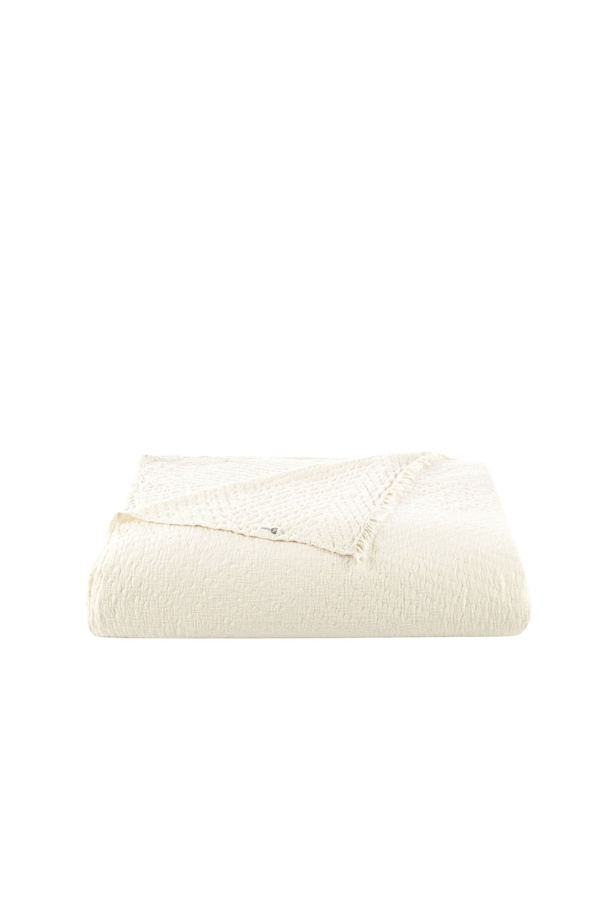 destinyhometex Bej Jakarlı Naturel 4 Katlı Muslin %100 Pamuk Tek Kişillik Yatak Örtüsü/Pike 160x240cm