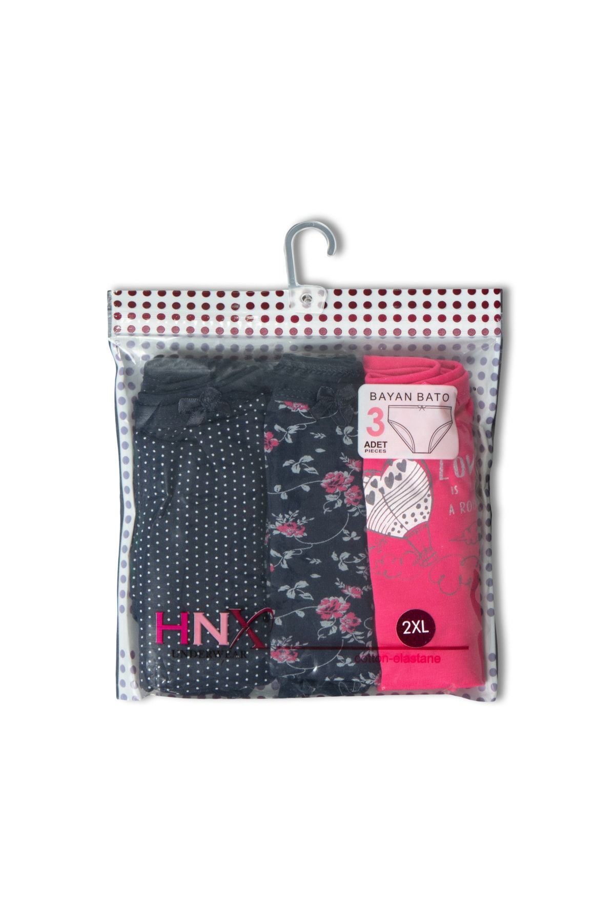 HNX-3-Piece Cotton Patterned High Waist Plus Size Panties 5