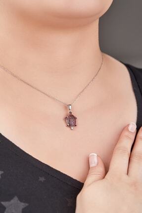 Omorfi Silver Garnet Taşlı (lal Taşı) 925 Ayar Gümüş Kaplumbağa Kolye