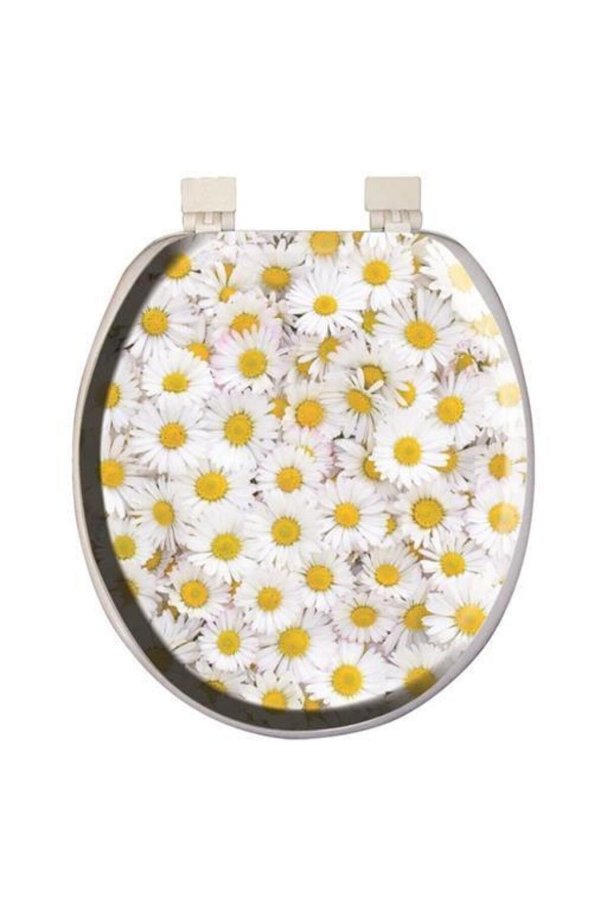 Softy Comfort Lüks Klozet Kapağı Beyaz Papatya Desen Ty8691580010552