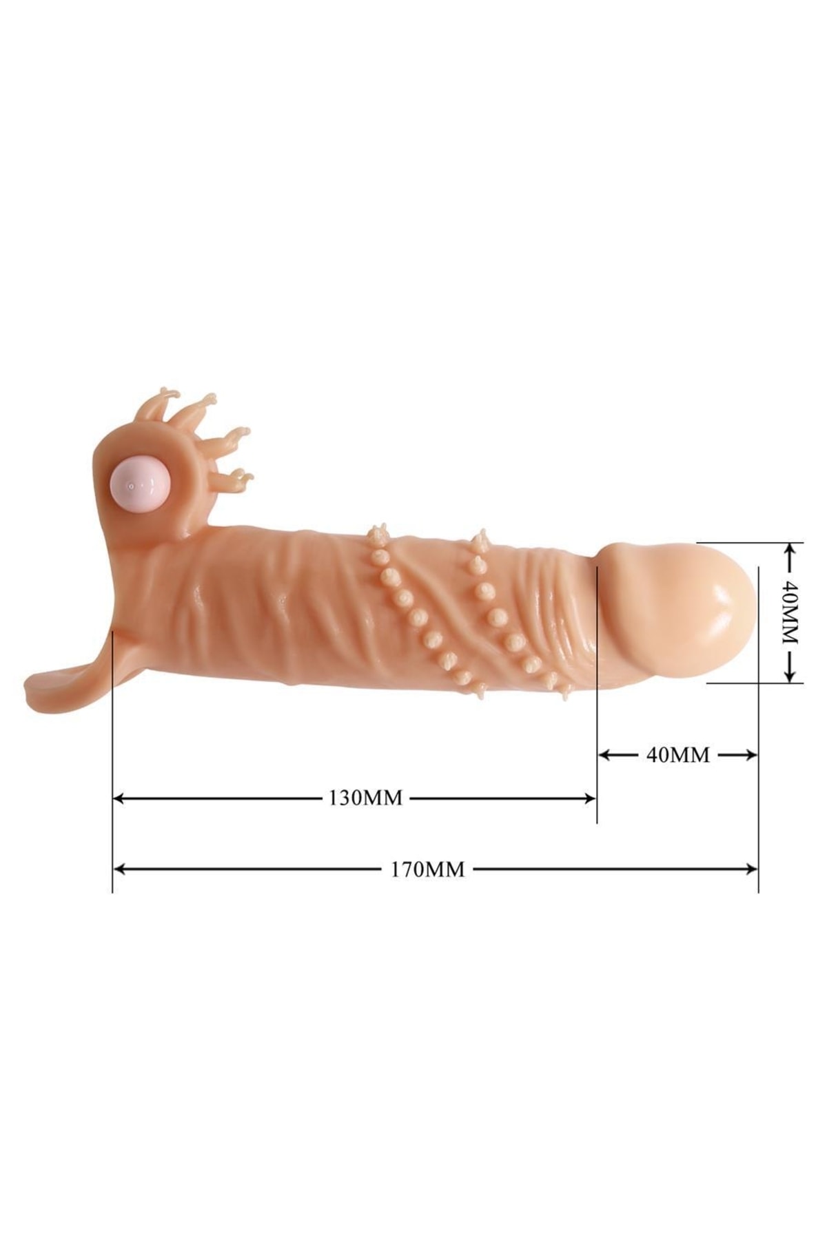 4 Cm Dolgu Uzatmalı Titreşimli Penis Kılıfı Prezervatif Vibratör - Connor 3