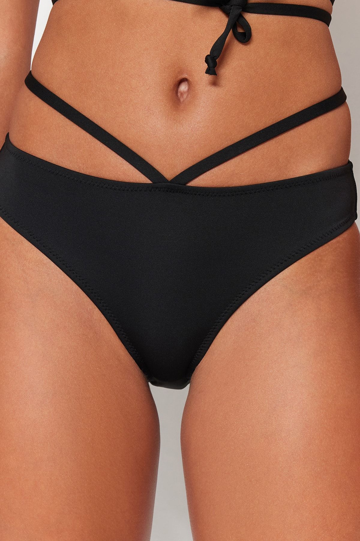 Trendyol Collection-Black Piped Regular Leg Bikini Bottom TBESS23BA00289 4