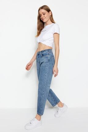 TRENDYOLMİLLA Mavi Y&uuml;ksek Bel Dad Jeans TWOSS20JE0165