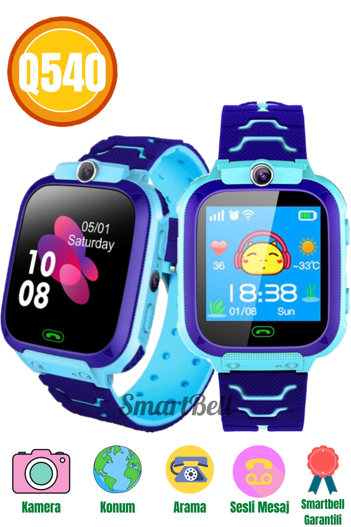 Smartbell Q540 Akıllı Çocuk Saati Sim Kartlı Konum Ve Uzaktan Dinleme Özellikli Lbs Konum Destekli Akıllı Saat