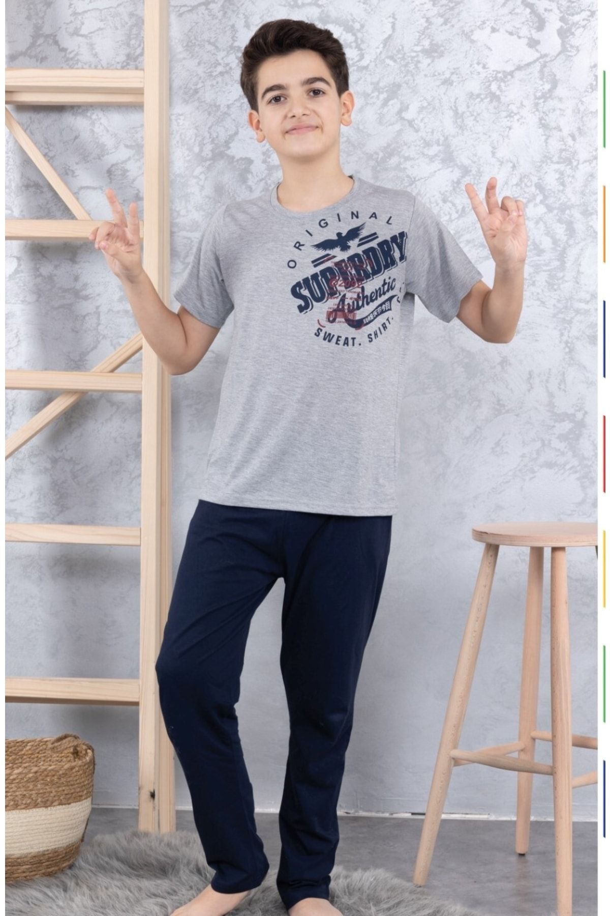 Pyjama Familya Men s Short Sleeve Figured Pajama Set Trendyol