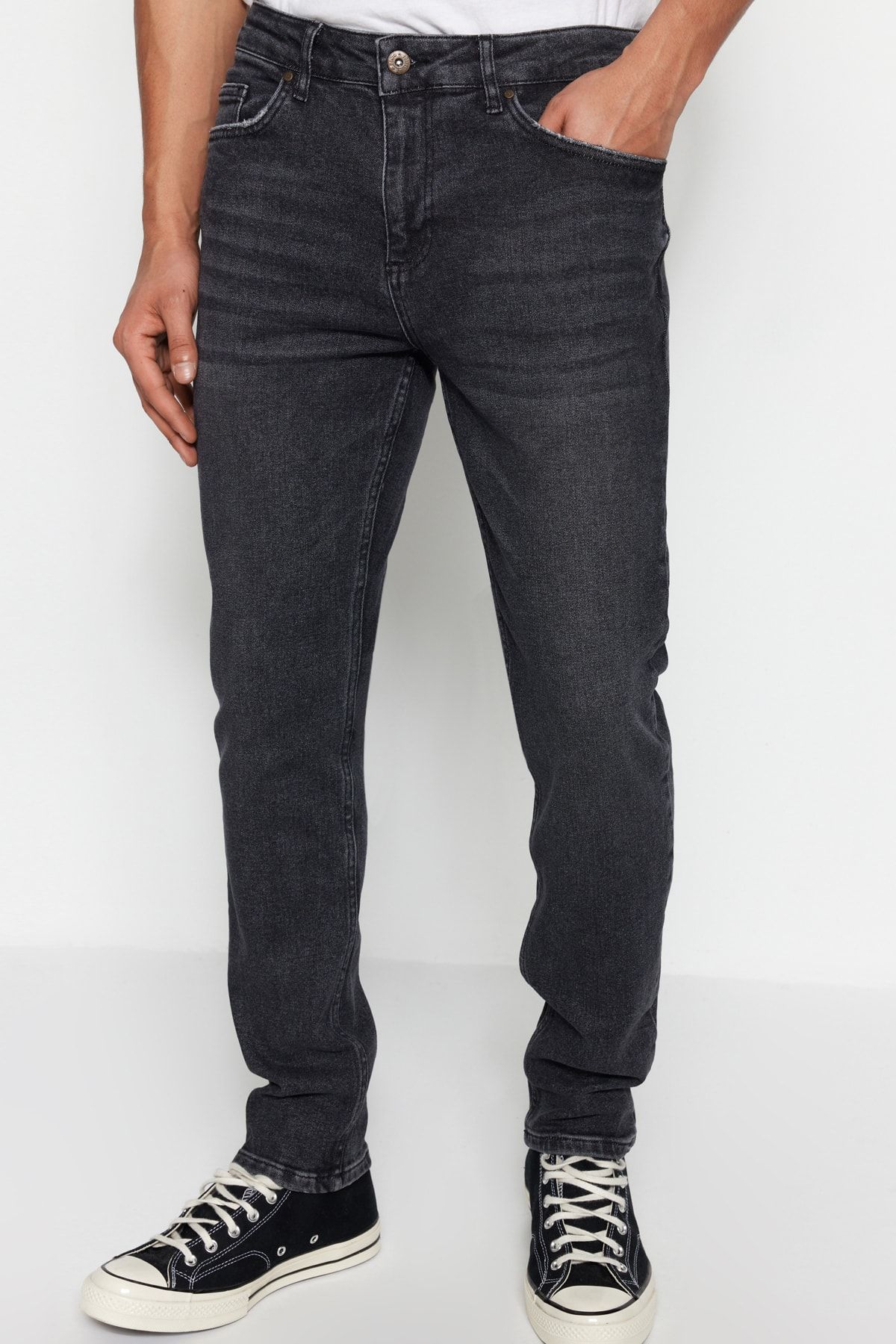 TRENDYOL MAN Erkek Siyah Skinny Fit Esnek Kumaş Jeans Kot Pantolon TMNSS23JE00040