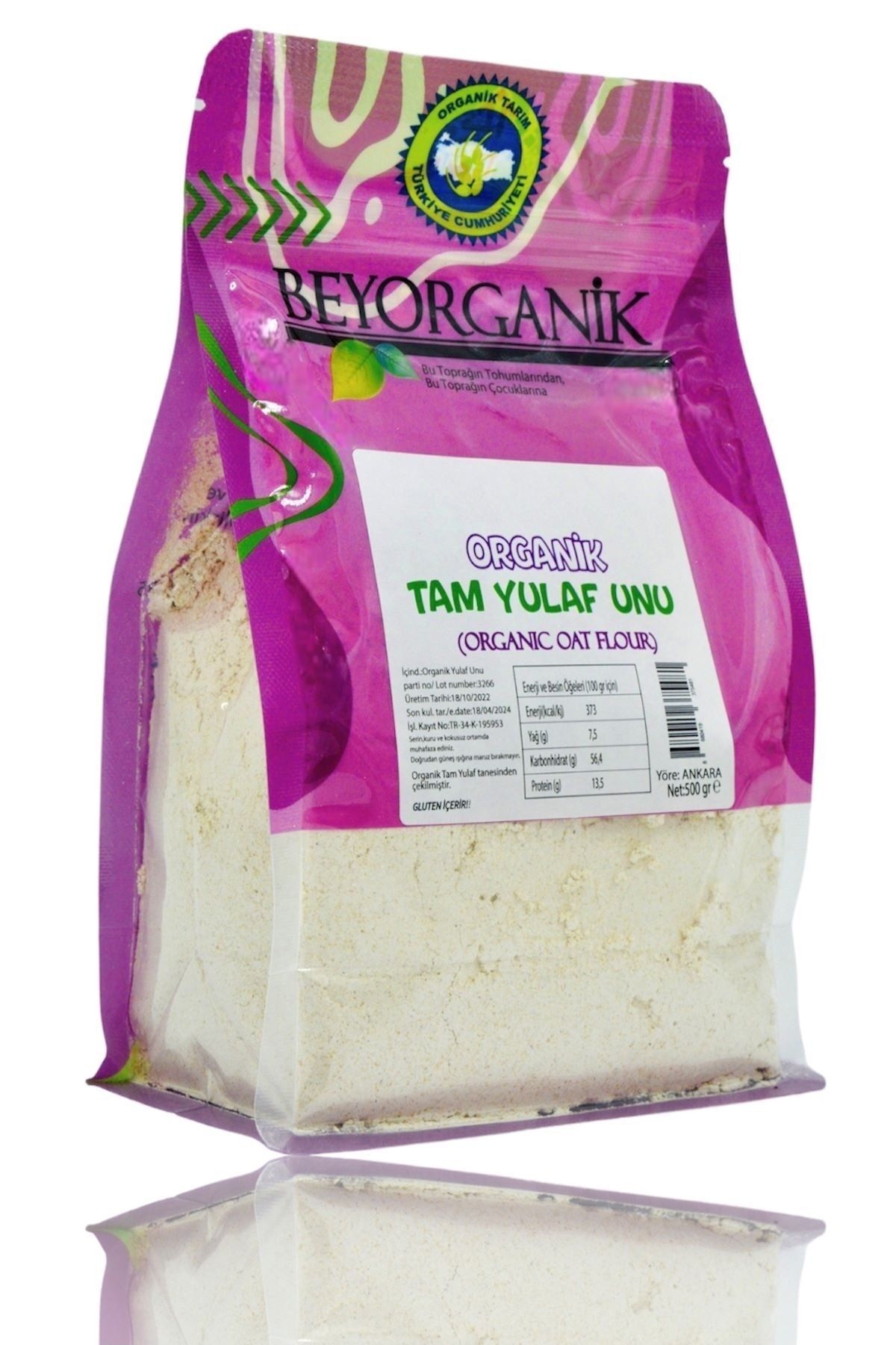 BEYORGANİK Organik Tam Yulaf Unu 500gr