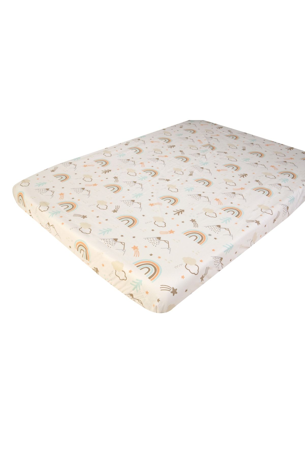 NAB-Mother's Side Crib Sheet with Elastic 2 Different Patterns Rainbow and Snail 60x90 +12 CmSet of 2 2
