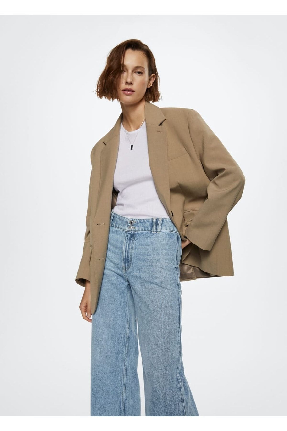 Bel Yüksekliği Orta Boy Wideleg Jean