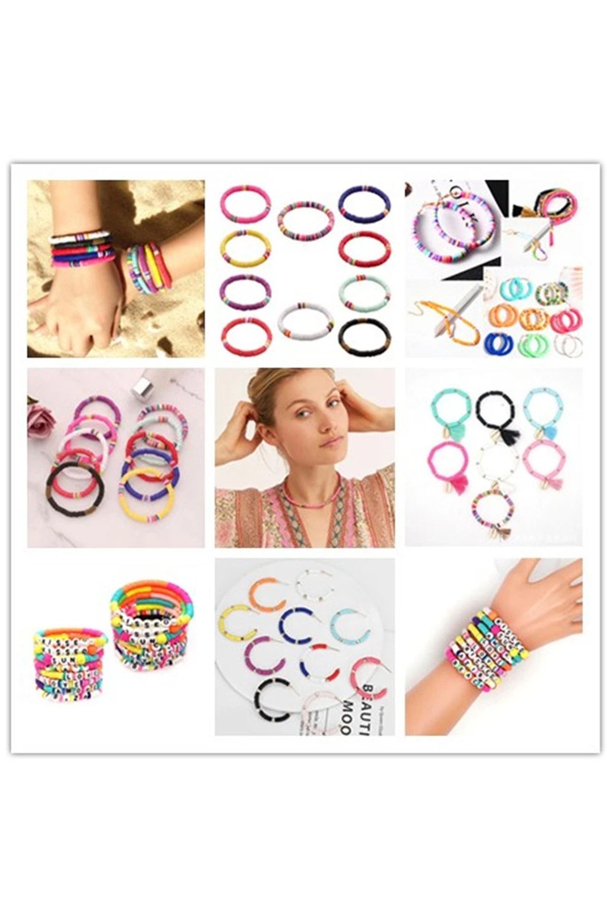 uniquehobby-5 Strings of 6mm Polymer Clay Strings of Fimo Dough Beads in Christmas Colors 6