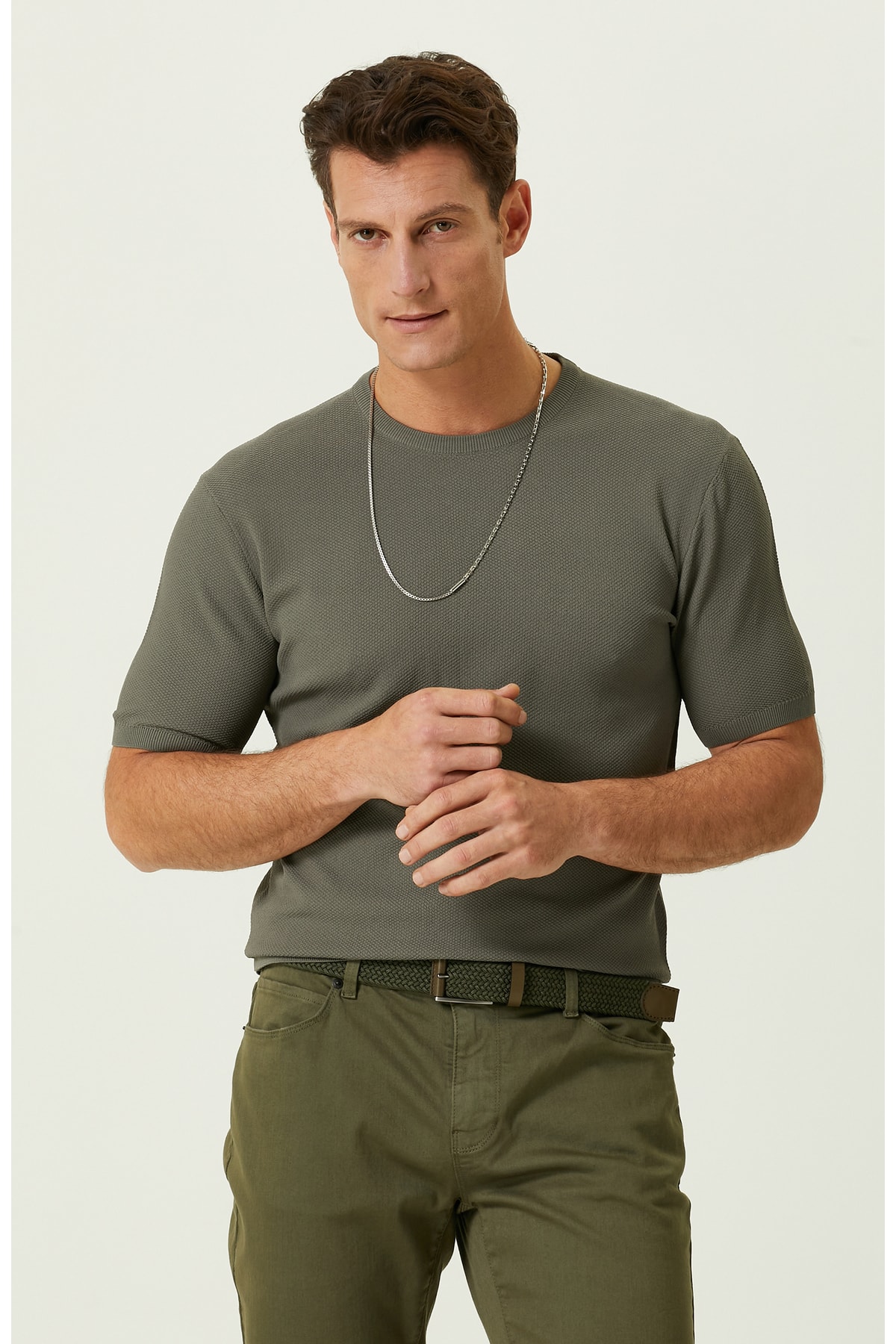 نتورک ژاکت بافتنی آستین کوتاه خاکی