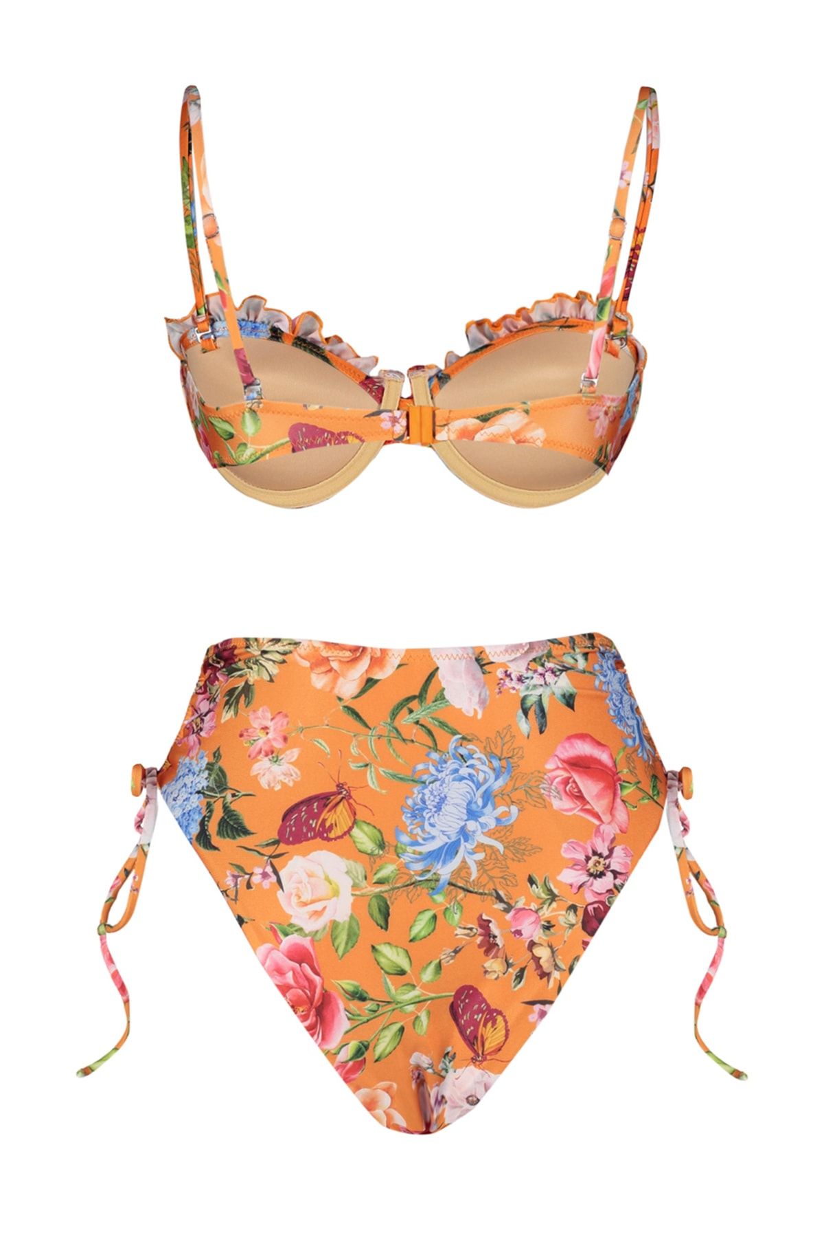 Trendyol Collection-Balkon-Bikini mit hoher Taille und Rüschen und Blumenmuster – TBESS23BT00019 8