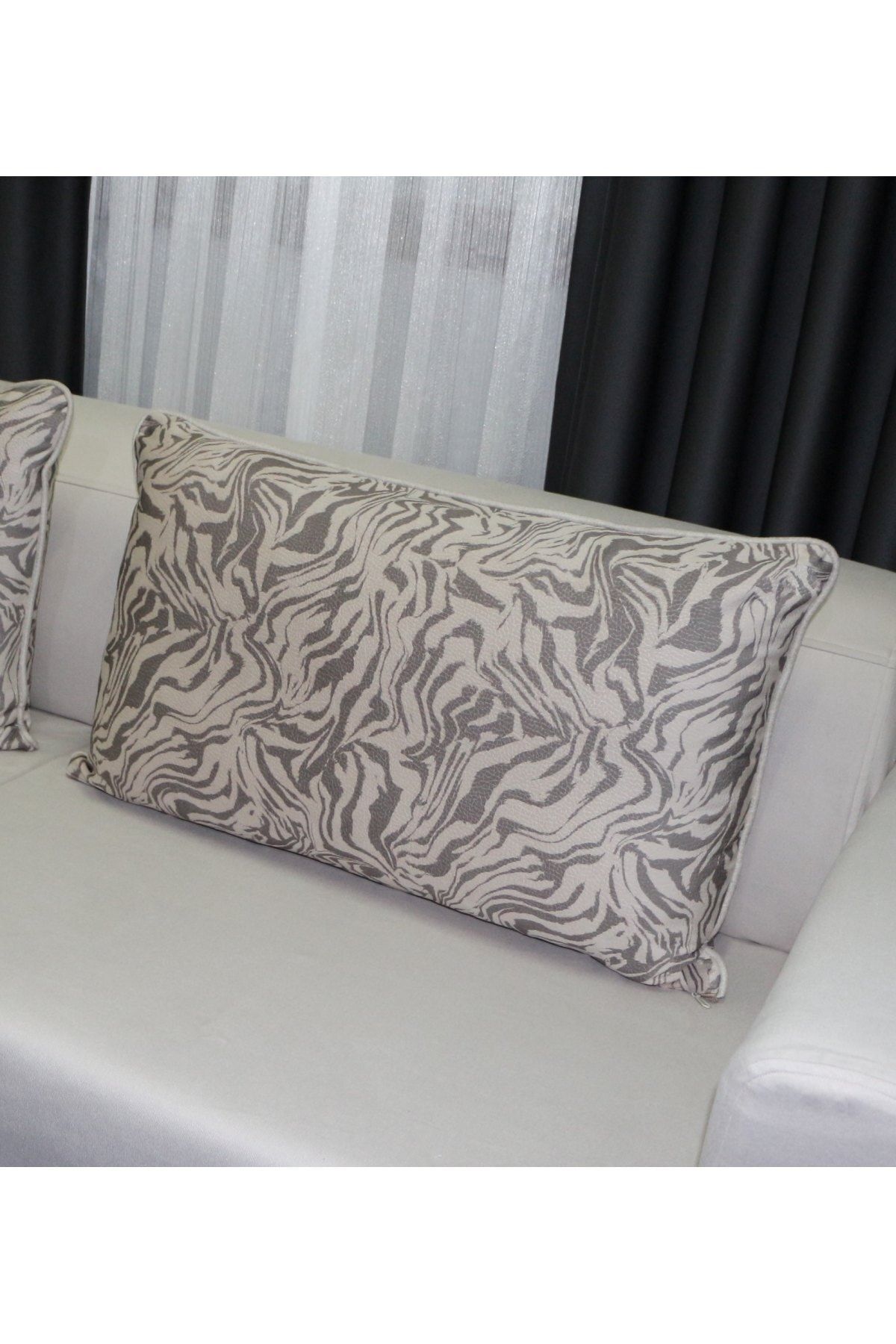 AYPETEKS-Brown Zebra Pattern Piping Back Throw-corner Sofa Throw-sofa/cedar Throw Pillow Cover 3