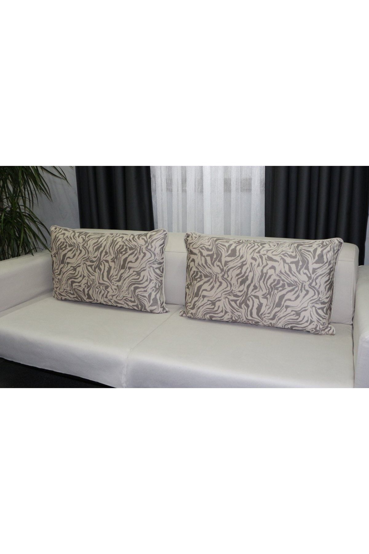 AYPETEKS-Brown Zebra Pattern Piping Back Throw-corner Sofa Throw-sofa/cedar Throw Pillow Cover 4