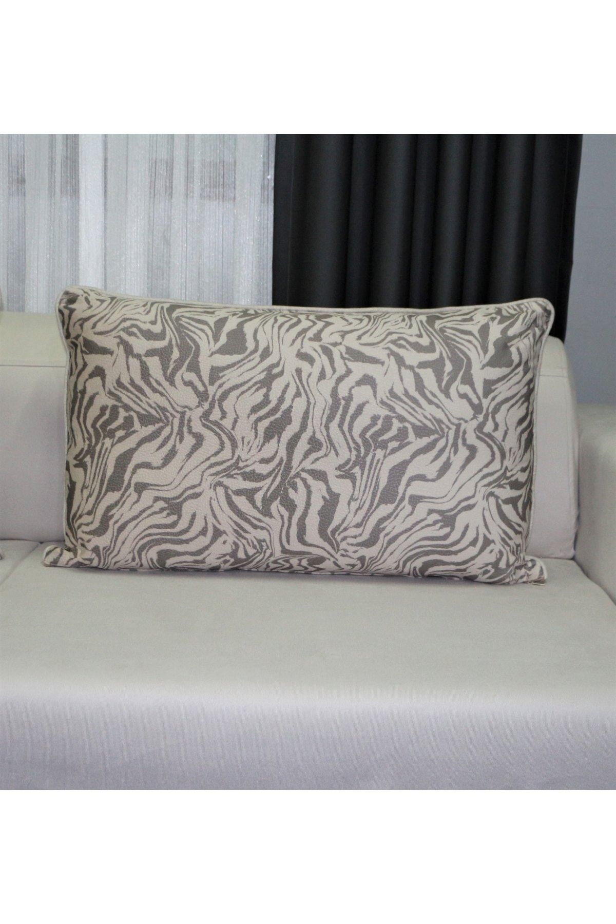 AYPETEKS-Brown Zebra Pattern Piping Back Throw-corner Sofa Throw-sofa/cedar Throw Pillow Cover 5