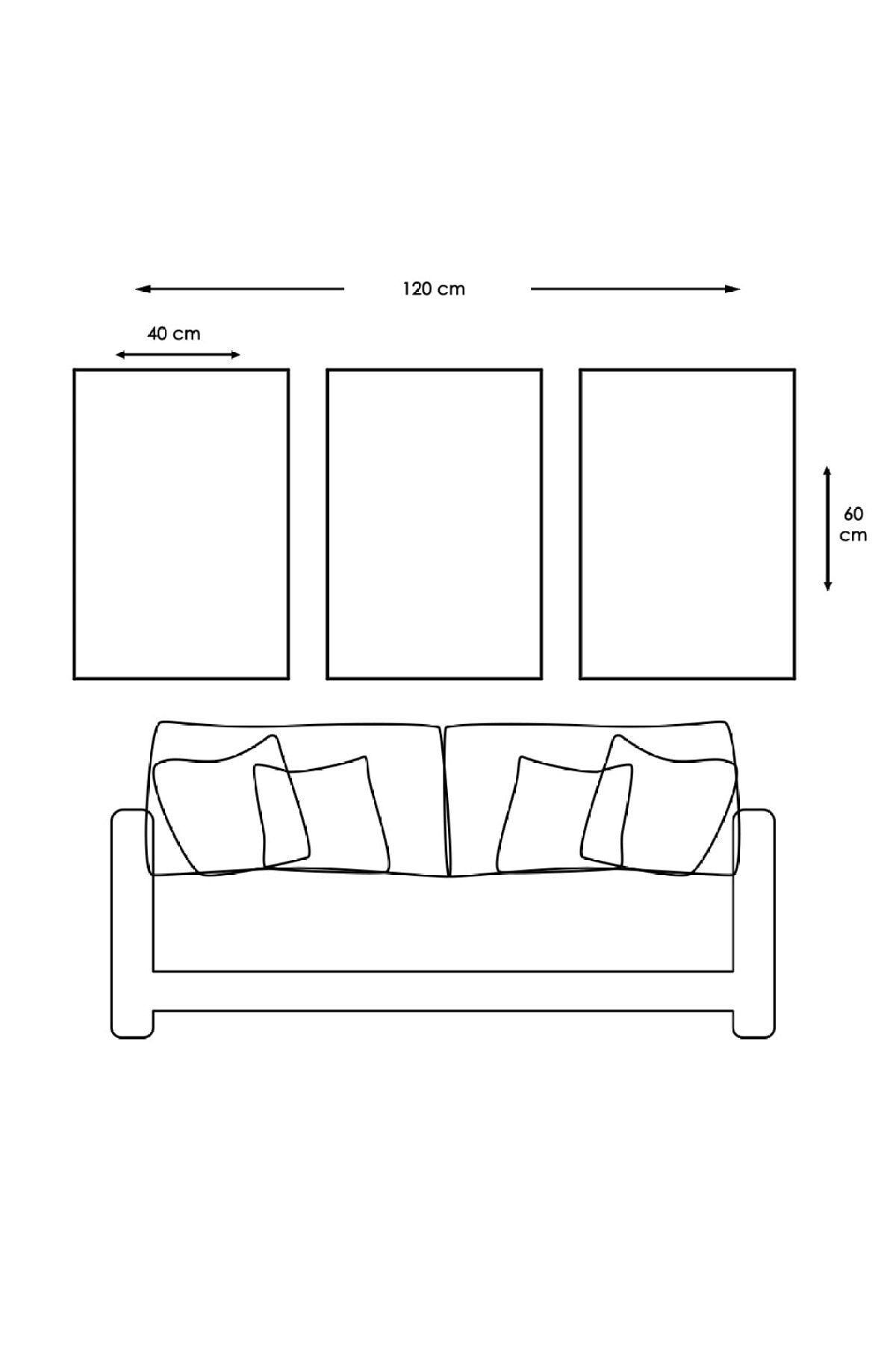 Zevahir Mobilya Dekorasyon Minimalist Çiçek Soyut Desen 40x60 Cm 3'lü Kanvas Tablo GX11704