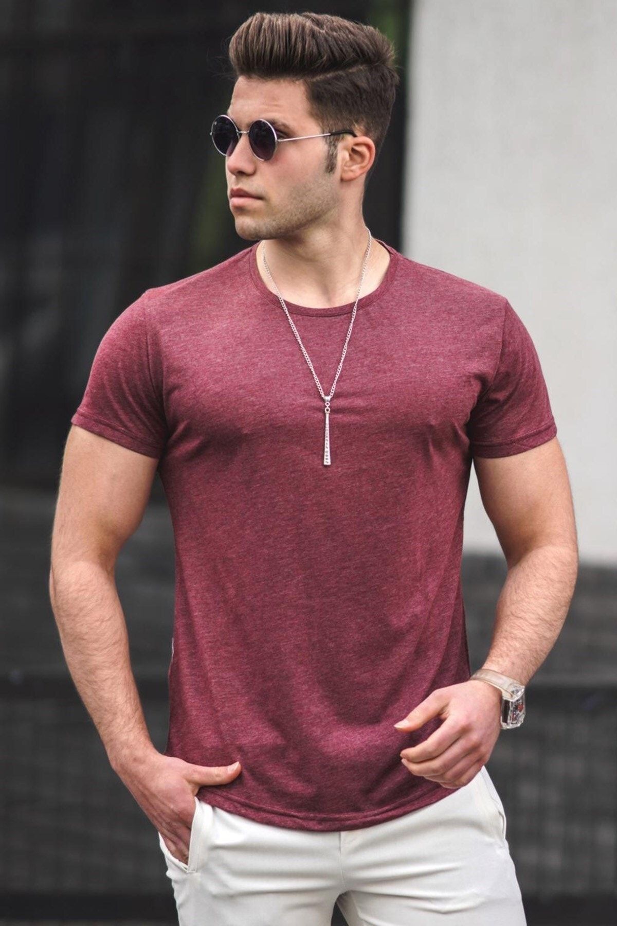 Madmext T-Shirt Bordeaux Regular Fit